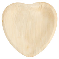 Assiettes "coeur" 'palmier' 16,5x16,5x2,5 cm naturel palmier - carton de 200 unités