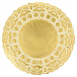 DENTELLES RONDES MÉTALISÉES 40 G/M2 + 20 G/M2 Ø 19 CM DORE DENTELLE METALISÉ - vendu par 100 unités (Prix unitaire = 0,08 euros)
