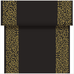 Tête-à-tête pré. 120cm (20 feu.) "arabesque" 55 g/m² 40x240 cm noir airlaid style tissu - vendu par 6 (PU 10€)