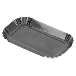 MINI ASSIETTES RECTANGULAIRES 325 G/M2 4x8 CM NOIR CARTON - vendu par 100 unités (Prix unitaire = 0,16 euros)