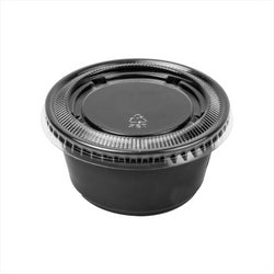 50  PETITS POTS + 50 COUVERCLES 100 ML Ø7,4x3,5 CM NOIR  PP - vendu par 24 unités (Prix unitaire = 4,25 euros)