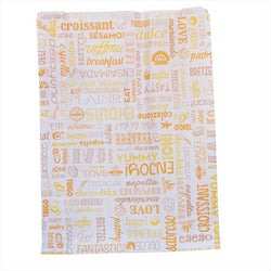 SACHETS CROISSANT 'PAROLE' 35 G/M2 26+8x35 CM BLANC CELLULOSE - vendu par 250 unités (Prix unitaire = 0,04 euros)