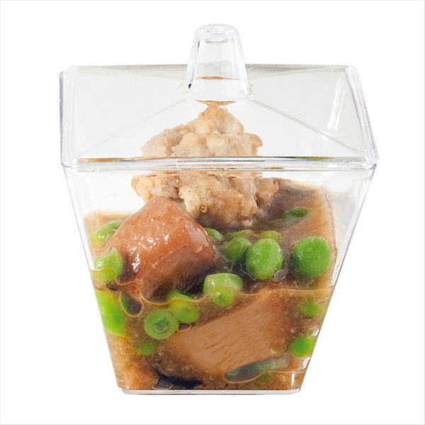 MISES EN BOUCHE AVEC COUVERCLES 105 ML 6x6x7 CM VERT D'EAU PLASTIQUE PS - vendu par 576 unités