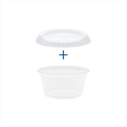 50  PETITS POTS + 50 COUVERCLES 30 ML Ø4,5x3,3 CM TRANSPARENT  PP - vendu par 24 unités (Prix unitaire = 2 euros)