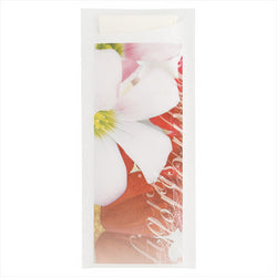 Pochette pour couverts + serviette "fleurs" 'just in time' 90 + 10pepe g/m² 8,5x19,5 cm blanc airlaid style tissu - carton de 250