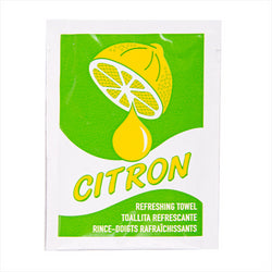 Rince-doigts rafraîchissants "citron" 6x8 cm blanc cellulose - vendu par 2000 (PU 0,0497 €)