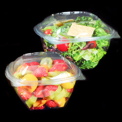 SALADIER AVEC CHARNIÈRE 375 ML Ø 12x7,7 CM TRANSPARENT  PET - vendu par 600 unités (Prix unitaire = 0,13 euros)