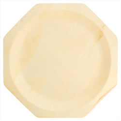 Assiettes octogonales 'wood' ø 26x2,2 cm naturel bois - carton de 200 unités