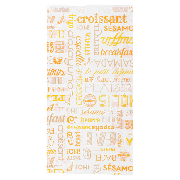 SACHETS CROISSANT 'PAROLE' 35 G/M2 14+7x26 CM BLANC CELLULOSE - vendu par 500 unités (Prix unitaire = 0,021 euros)