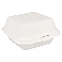Boite burger compostable et biodegradable 450ml 15,2x15x8,4cm blanc canne à sucre - vendu par 600 (PU 0,2€)