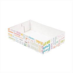 PLATEAUX REPAS À EMPORTER SANS COMPARTIMENT 'PAROLE' 450 G/M2 25,5x16x6,5 CM BLANC CARTON - vendu par 300 unités (Prix unitaire = 0,212 euros)