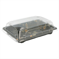 Récipients pour sushi 17x12,3x4,5cm noir plastique PS - vendu par 600 (PU 0,24€)
