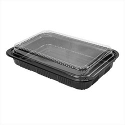 Sets barquettes + couvercles 22,4x15x5 cm noir plastique ps - vendu par 300 unités (prix unitaire = 0,51 euros)