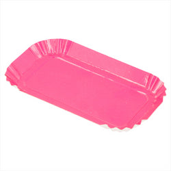 MINI ASSIETTES RECTANGULAIRES 325 G/M2 4x8 CM FUCHSIA CARTON - vendu par 100 unités (Prix unitaire = 0,125 euros)