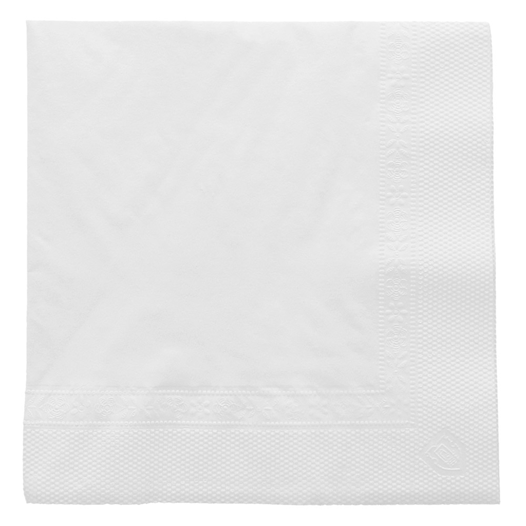 Serviettes 2 plis 18g/m² 25x25cm blanc ouate - vendu par 4800 (PU 0,013€)