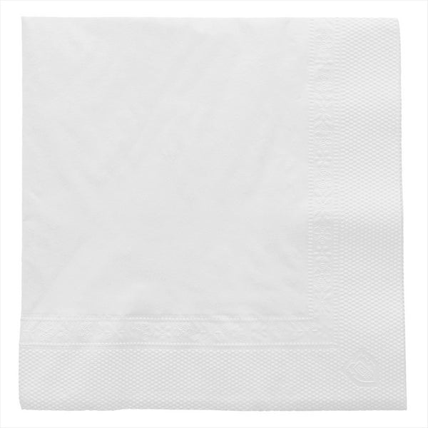 Serviettes 2 plis 18g/m² 25x25cm blanc ouate - vendu par 4800 (PU 0,013€)