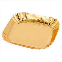 MINI ASSIETTES CARRÉES 325 G/M2 6,5x6,5 CM OR CARTON - vendu par 100 unités (Prix unitaire = 0,14 euros)