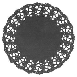 DENTELLES RONDES AJOURÉES 40 G/M2 Ø 14 CM NOIR PAPIER - vendu par 250 unités (Prix unitaire = 0,02 euros)