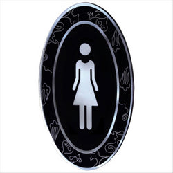 PLAQUE AUTO-ADHESIVE "DAMES" 12,5x20,5 CM NOIR ACRYLIQUE - vendu par 1 unités (Prix unitaire = 8 euros)