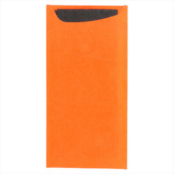 Pochette couverts + serviette 'just in time' 90 + 10pe g/m² 11,2x22,5 m orange cellulose - carton de 400