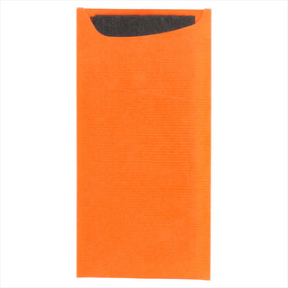 Pochette couverts + serviette 'just in time' 90 + 10pe g/m² 11,2x22,5 m orange cellulose - vendu par 400 (PU 0,142€)