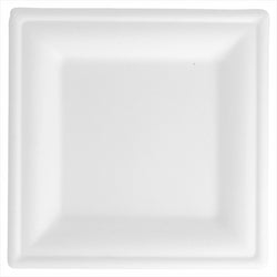 Assiettes carrées compostable et biodegradable 16x16x1 cm blanc canne à sucre - carton de 1000