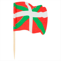 Petits drapeaux "pays basque" 4x3/6,5 cm assorti bois - vendu par 144 (PU 0,011€)