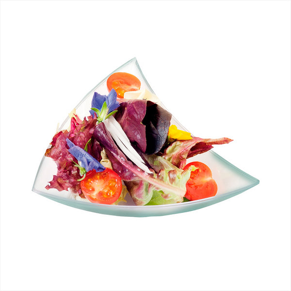 RÉCIPIENTS TRIANGULAIRES POUR MISE EN BOUCHE 12,5x12x2 CM VERT D'EAU PLASTIQUE PS - vendu par 576 unités