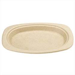 Assiettes ovales compostable et biodegradable 23,3x16,5x2 cm naturel canne à sucre - carton de 800