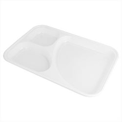 PLATEAUX REPAS EMPORTER, 3 COMP. 31,5x21 CM BLANC PLASTIQUE PS - vendu par 400 unités (Prix unitaire = 0,29 euros)