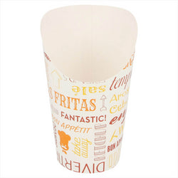 GOBELETS À FRITES OUVERT 'PAROLE' 16 OZ - 480 ML 220 + 18 PE G/M2 Ø8,5x13,5 CM BLANC CARTON - vendu par 50 unités (Prix unitaire = 0,104 euros)