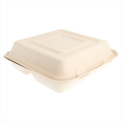 Boite "l" 3 compart. compostable et biodegradable 25x25x7,5 cm naturel canne à sucre - vendu par 250