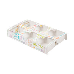 PLATEAUX REPAS À EMPORTER 6 VERRES 'PAROLE' 450 G/M2 27,5x16x4 CM BLANC CARTON - vendu par 400 unités (Prix unitaire = 0,233 euros)