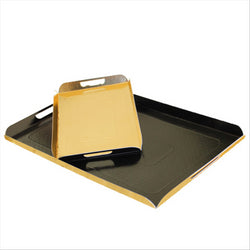 PLATEAUX TRAITEUR AVEC ANSES 750 G/M2 28x42 CM NOIR/OR CARTON - vendu par 100 unités (Prix unitaire = 0,61 euros)