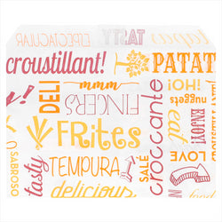 SACHETS FRITES 'PAROLE' 34 G/M2 12x9 CM BLANC INGRAISSABLE - vendu par 1000 unités (Prix unitaire = 0,011 euros)