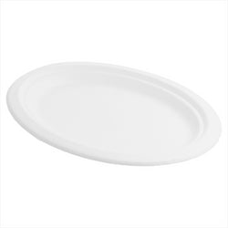PLATEAUX OVALES COMPOSTABLE ET BIODEGRADABLE 26,3x19,9x2 CM BLANC canne à sucre