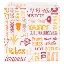 SACHETS FRITES 'PAROLE' 34 G/M2 12x12 CM BLANC INGRAISSABLE - vendu par 1000 unités (Prix unitaire = 0,0125 euros)