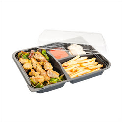 PLATEAU POUR REPAS 4 COMPART. 24,2x18,2x4,5 CM NOIR PLASTIQUE PP - vendu par 400 unités (Prix unitaire = 0,52 euros)