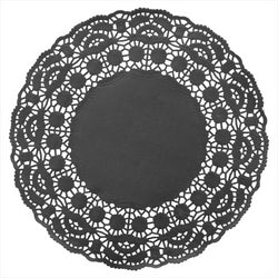 DENTELLES RONDES AJOURÉES 40 G/M2 Ø 21,5 CM NOIR PAPIER - vendu par 250 unités (Prix unitaire = 0,045 euros)