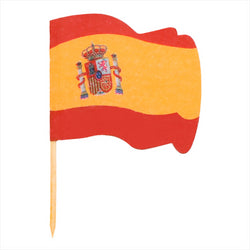 Petits drapeaux "espagne" 4x3/6,5 cm assorti bois - vendu par 144 (PU 0,011€)