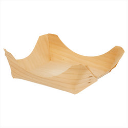 Barquettes en feuille de pin 10x10x3,5 cm naturel bois - vendu par 100 unités (prix unitaire = 0,28 euros)
