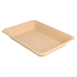 Barquettes compostable et biodegradable 350 ml 19,6x14,7x2,7 cm naturel canne à sucre - vendu par 1000 (pu 0,14€)