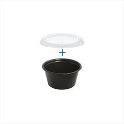 50  PETITS POTS + 50 COUVERCLES 60 ML Ø6,2x3,2 CM NOIR  PP - vendu par 24 unités (Prix unitaire = 3 euros)