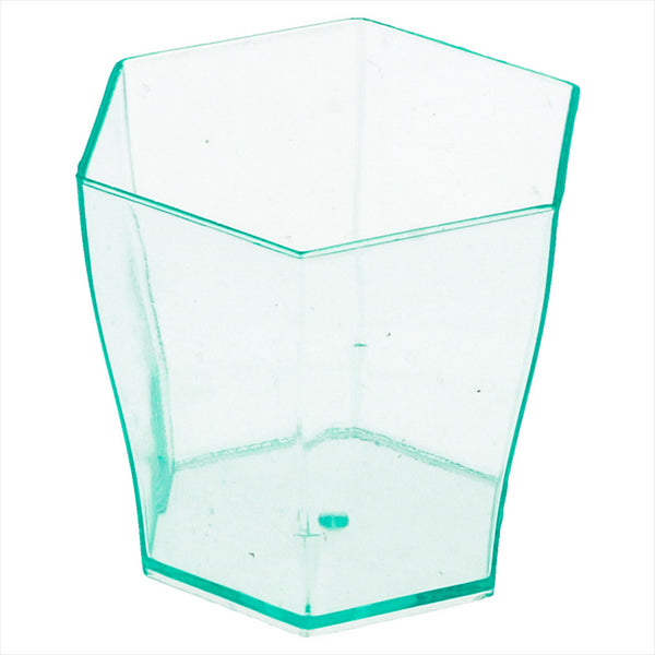 MINI VERRES INJECTÉS HEXAGONAL 60 ML 4,7x4,6 CM VERT D'EAU PLASTIQUE PS - vendu par 864 unités