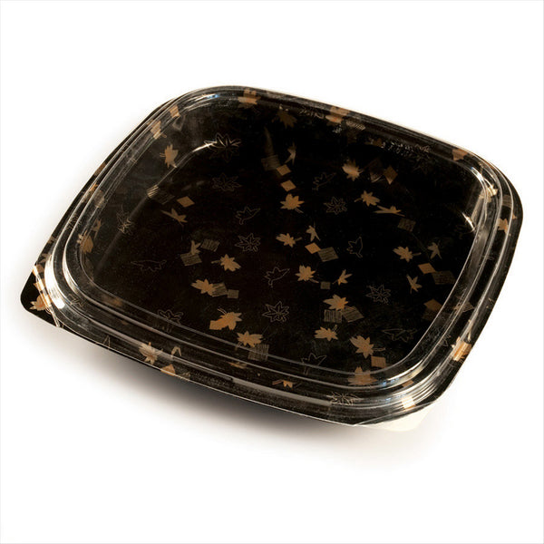 Récipients + couvercles pour sushi 27x27x4,5cm noir plastique PS