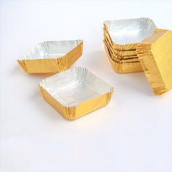 CAISSETTE PETITS FOURS 5x5x1,5 CM DORE ALUMINIUM - vendu par 600 unités (Prix unitaire = 0,053 euros)