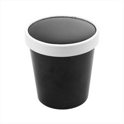 RÉCIPIENTS + COUVERCLES 480 ML 18 PE + 340 + 18  PE G/M2 Ø9,6/7,5x10 CM NOIR CARTON - vendu par 250 unités