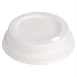 Couvercles pour gobelets à café 240 ml compostable et biodegradable ø 85 mm blanc canne à sucre - carton de 1000