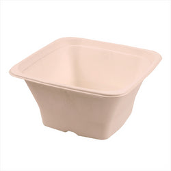BOL CARR? COMPOSTABLE ET BIODEGRADABLE 1,2 L 18x18x9 CM NATUREL canne à sucre