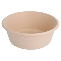 BOL ROND COMPOSTABLE ET BIODEGRADABLE 600 ML ? 15x5,5 CM NATUREL canne à sucre 